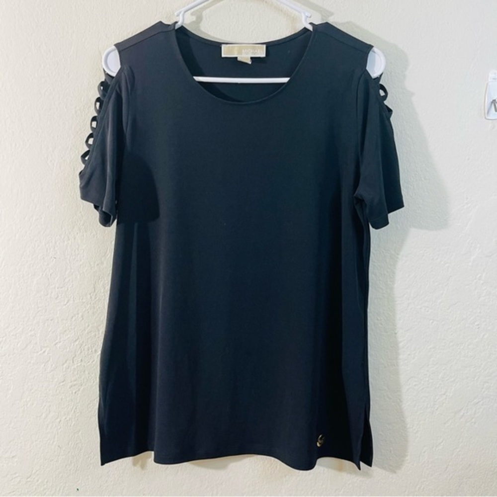 Michael Kors Black Cold Shoulder Tee Women Size Medium